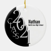 Afstuderen Klasse 2021 Foto zwart met zilver Keramisch Ornament (Achterkant)