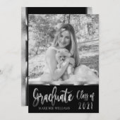 Afstuderen klasse 2021 Silver Black en White Kaart (Voorkant / Achterkant)