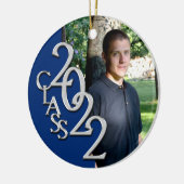Afstuderen Klasse 2022 Foto Blue Silver Keramisch Ornament (Links)