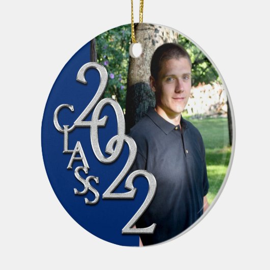 Afstuderen Klasse 2022 Foto Blue Silver Keramisch Ornament (Links)