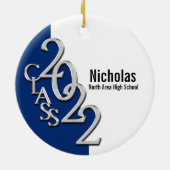 Afstuderen Klasse 2022 Foto Blue Silver Keramisch Ornament (Achterkant)