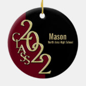 Afstuderen Klasse 2022 Foto Bourgogne met Gold Cer Keramisch Ornament (Achterkant)