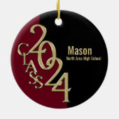 Afstuderen Klasse 2022 Foto Bourgogne met Gold Keramisch Ornament (Achterkant)