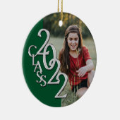 Afstuderen Klasse 2022 Foto Green Silver-keramiek Keramisch Ornament (Rechts)