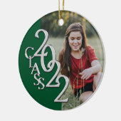 Afstuderen Klasse 2022 Foto Green Silver-keramiek Keramisch Ornament (Links)