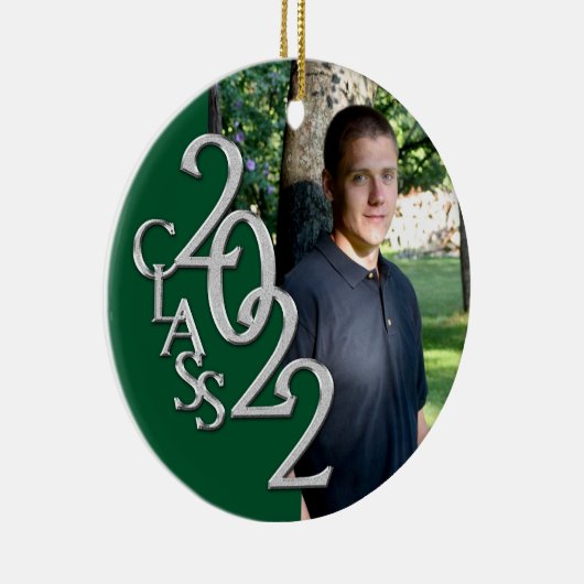 Afstuderen Klasse 2022 Foto Green Silver Keramisch Ornament (Rechts)