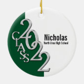 Afstuderen Klasse 2022 Foto Green Silver Keramisch Ornament (Achterkant)