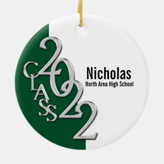 Afstuderen Klasse 2022 Foto Green Silver Keramisch Ornament (Achterkant)