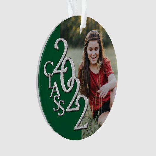 Afstuderen Klasse 2022 Foto Green Silver Ornament (voorkant)
