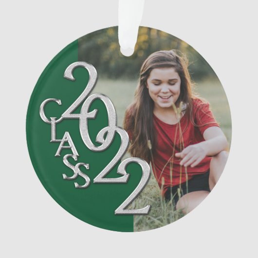 Afstuderen Klasse 2022 Foto Green Silver Ornament (voorkant)