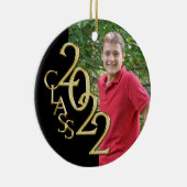 Afstuderen Klasse 2022 Foto zwart met Gold Keramisch Ornament (Rechts)
