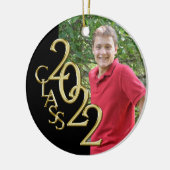Afstuderen Klasse 2022 Foto zwart met Gold Keramisch Ornament (Links)