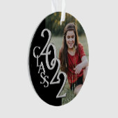 Afstuderen Klasse 2022 Foto zwart zilveren sieraar Ornament (voorkant)