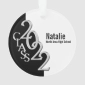 Afstuderen Klasse 2022 Foto zwart zilveren sieraar Ornament (achterkant)