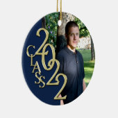 Afstuderen Klasse 2022 Fotoblauw met Gold Keramisch Ornament (Rechts)