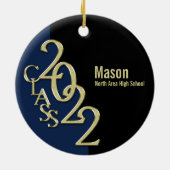 Afstuderen Klasse 2022 Fotoblauw met Gold Keramisch Ornament (Achterkant)