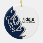 Afstuderen klasse 2022 Fotoblauw zilver keramisch Ornament (Achterkant)