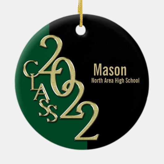 Afstuderen Klasse 2022 Fotogroen met Gold Keramisch Ornament (Achterkant)