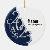 Afstuderen Klasse 2023 Foto blauw en zilver Keramisch Ornament (Achterkant)