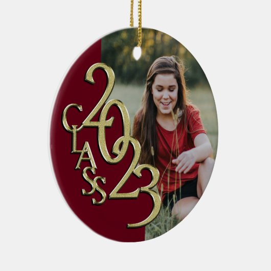 Afstuderen Klasse 2023 Foto Bourgondië met Goud Keramisch Ornament (Rechts)