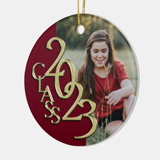 Afstuderen Klasse 2023 Foto Bourgondië met Goud Keramisch Ornament (Links)