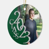 Afstuderen Klasse 2023 Foto Groen en Zilver Keramisch Ornament (Links)