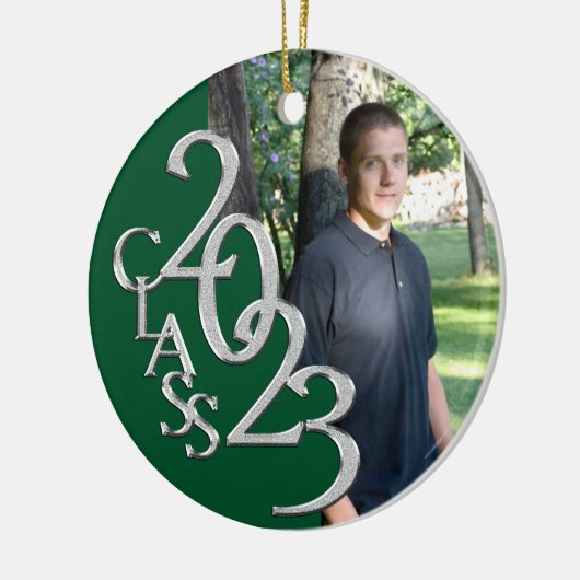 Afstuderen Klasse 2023 Foto Groen en Zilver Keramisch Ornament (Links)