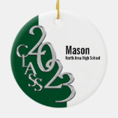 Afstuderen Klasse 2023 Foto Groen en Zilver Keramisch Ornament (Achterkant)