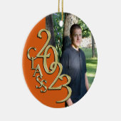 Afstuderen Klasse 2023 Foto Oranje met Gold Keramisch Ornament (Rechts)