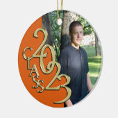 Afstuderen Klasse 2023 Foto Oranje met Gold Keramisch Ornament (Links)
