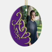Afstuderen Klasse 2023 Foto Paars met Gold Keramisch Ornament (Rechts)