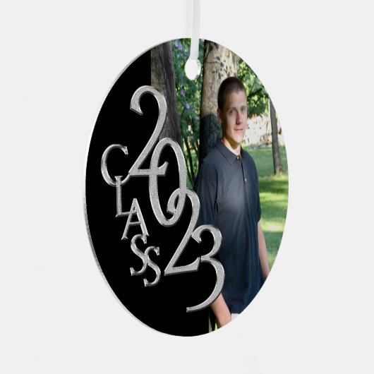 Afstuderen Klasse 2023 Foto zwart en zilver Metalen Ornament (Voorkant Rechts)