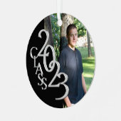 Afstuderen Klasse 2023 Foto zwart en zilver Metalen Ornament (Voorkant links)