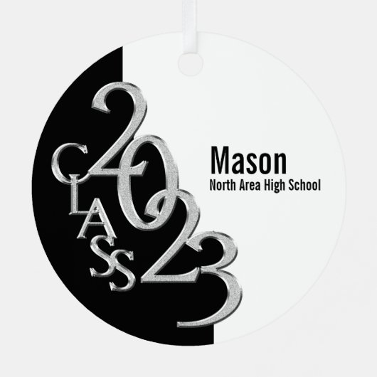 Afstuderen Klasse 2023 Foto zwart en zilver Metalen Ornament (Achterkant)
