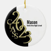 Afstuderen Klasse 2023 Foto zwart met Gold Keramisch Ornament (Achterkant)