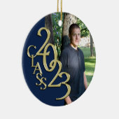 Afstuderen Klasse 2023 Fotoblauw met Gold Keramisch Ornament (Rechts)