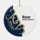 Afstuderen Klasse 2023 Fotoblauw met Gold Keramisch Ornament (Achterkant)