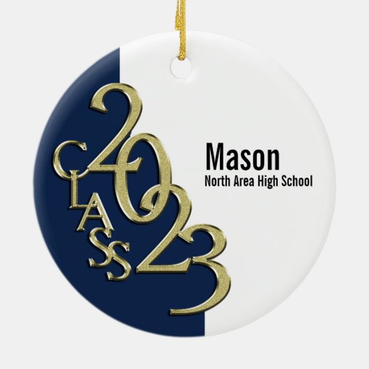 Afstuderen Klasse 2023 Fotoblauw met Gold Keramisch Ornament (Achterkant)