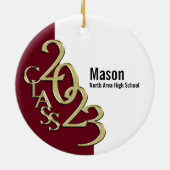 Afstuderen Klasse 2023 Fotomaron met goud Keramisch Ornament (Achterkant)