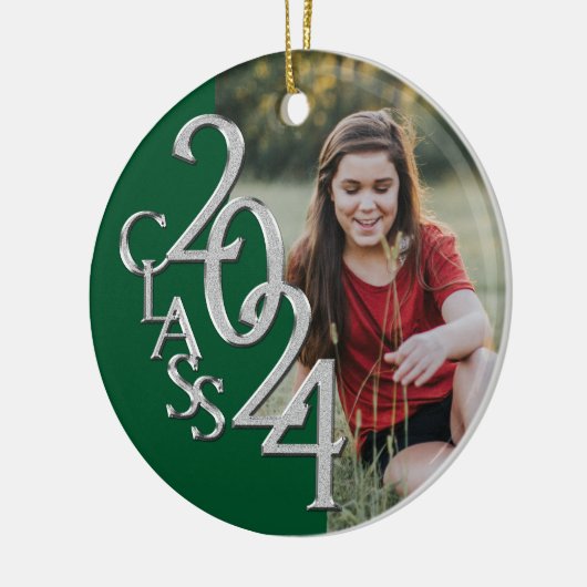 Afstuderen Klasse 2024 Foto Groen Zilver Keramisch Ornament (Links)