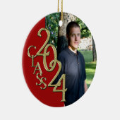Afstuderen Klasse 2024 Foto Rood met Goud Keramisch Ornament (Rechts)