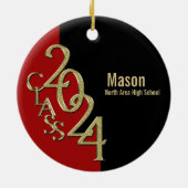 Afstuderen Klasse 2024 Foto Rood met Goud Keramisch Ornament (Achterkant)