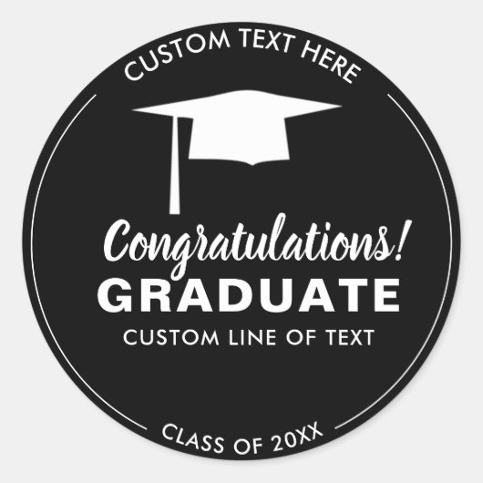 Afstuderen Klasse 20XX Afstudeerder Pet Uw kleur A Ronde Sticker (Voorkant)