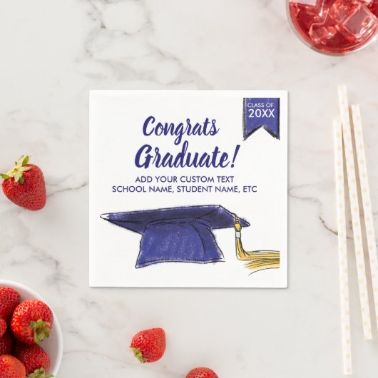 Afstuderen Klasse 20XX Congrats Blue Afstudeerder  Servetten (Insitu)