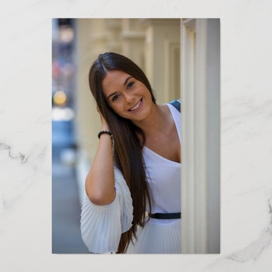 Afstuderen klasse Afstuderen-arch-fotozilver Folie Uitnodiging (Achterkant)