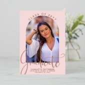 Afstuderen klasse Afstuderen Band Foto Roos Gold Folie Uitnodiging (Staand Voorkant)