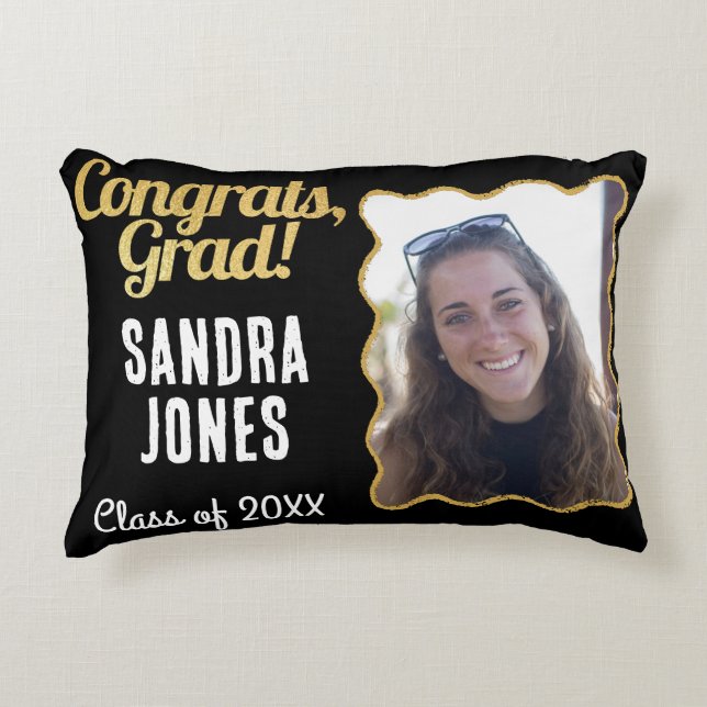 Afstuderen Klasse Gepersonaliseerde Naam Jaar Zwar Accent Kussen (Voorkant)