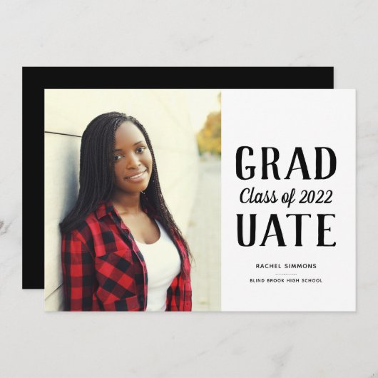 Afstuderen Klasse Gestapeld Modern Type Aankondiging (Voorkant / Achterkant)