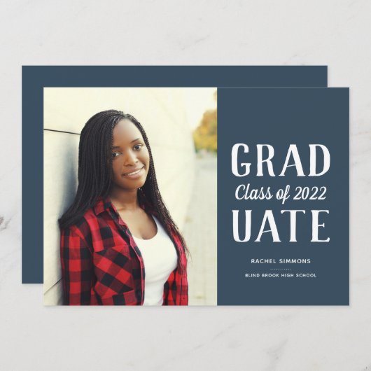 Afstuderen klasse Gestapelde moderne marine Aankondiging (Voorkant / Achterkant)