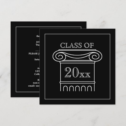 Afstuderen klasse Jaar Elegant Modern Black White Kaart (Voorkant / Achterkant)